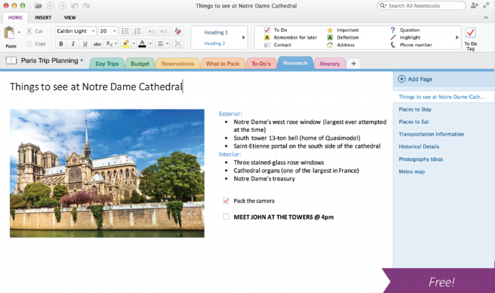 Meilleures applications de prise de notes pour Mac - OneNote