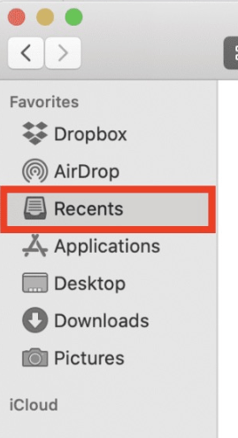 Utilisation du Finder pour extraire les dossiers récemment ouverts