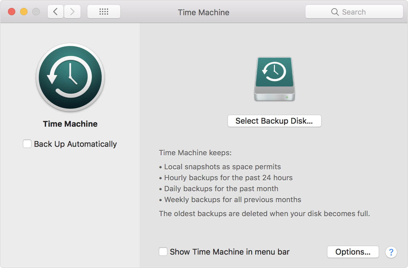 Fichiers de sauvegarde avec Time Machine