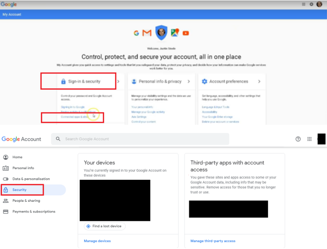 Accédez à Connexion et sécurité