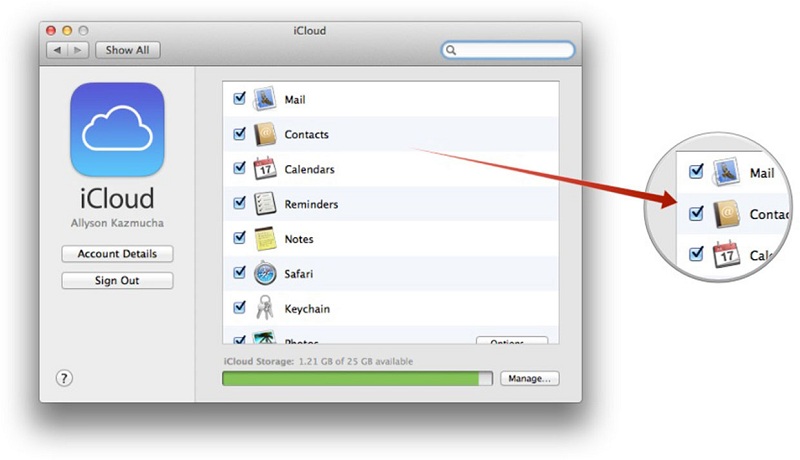 Synchroniser les contacts sur iCloud