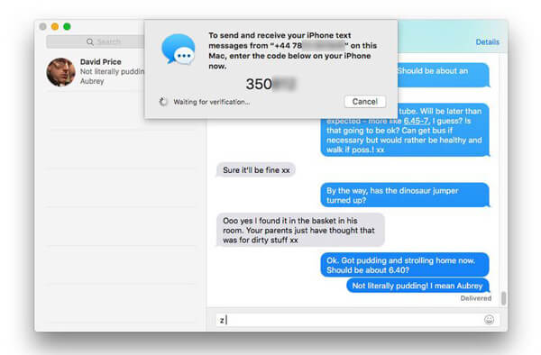 Texte d'iPhone à Mac
