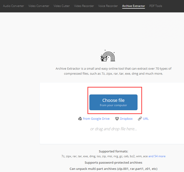 Ouvrir des fichiers 7z sur Mac avec Unarchiver Online