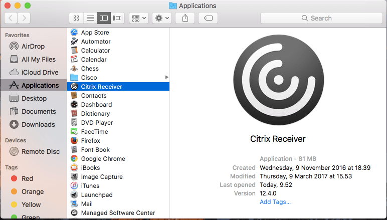 Désinstaller Citrix Receiver de Mac