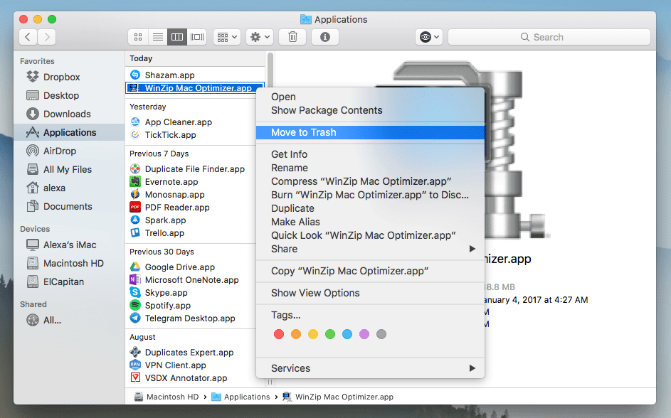 Comment désinstaller manuellement WinZip sur Mac