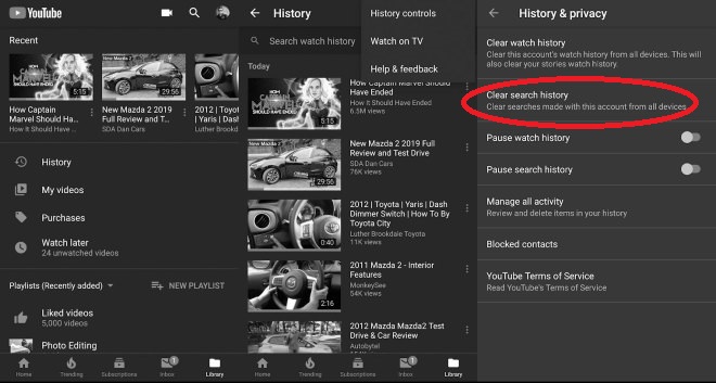 Effacer l'historique des vidéos regardées sur YouTube pour l'application mobile