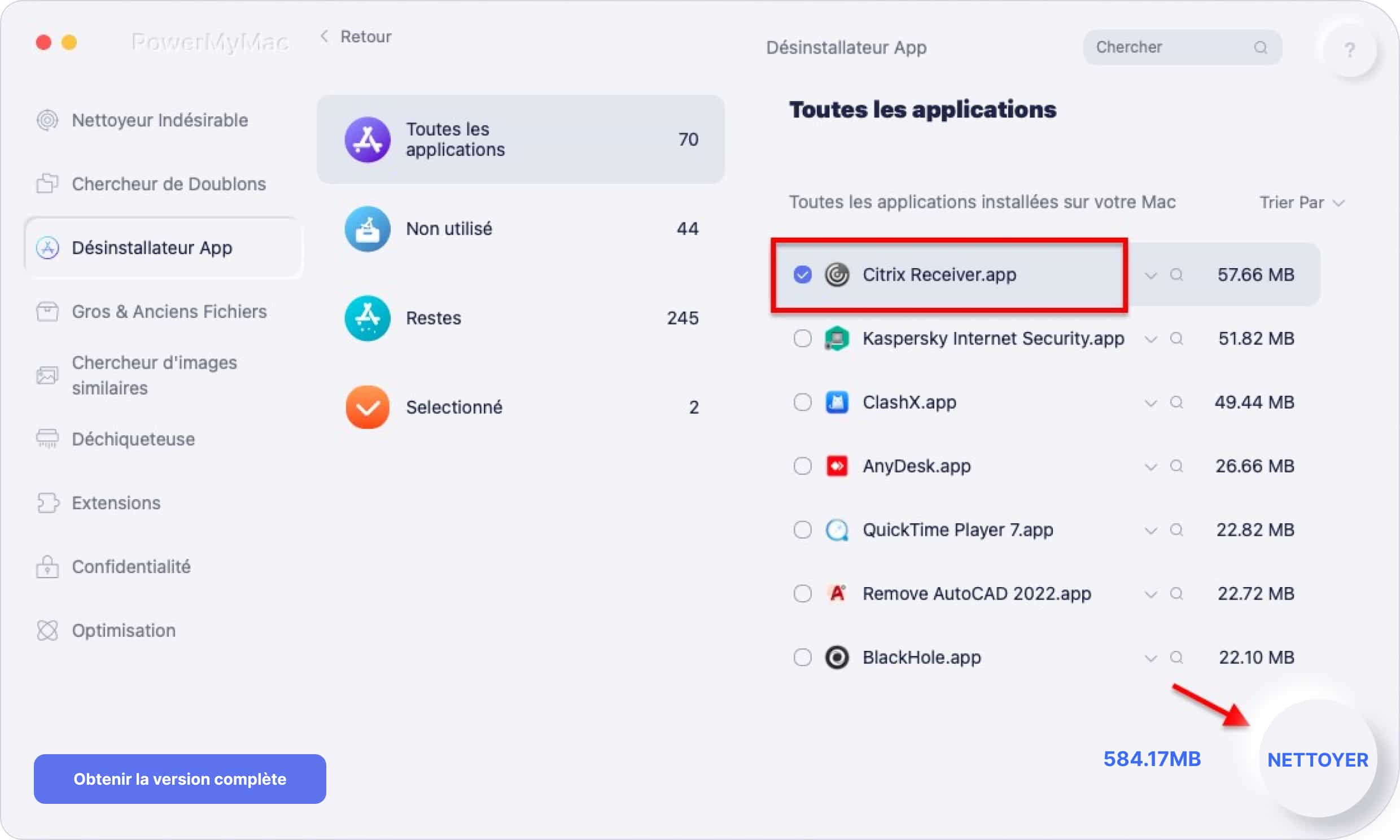 Désinstaller Citrix Receiver App sur Mac