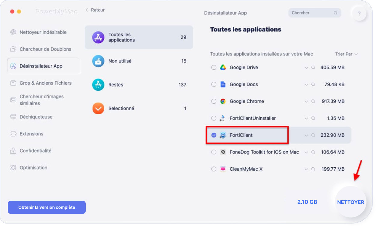 Désinstaller FortiClient sur Mac avec PowerMyMac