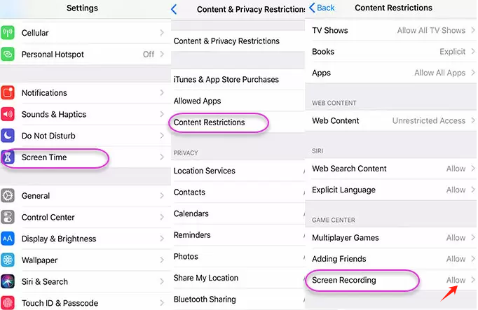 Correction de l'enregistrement d'écran sans son sur iPhone