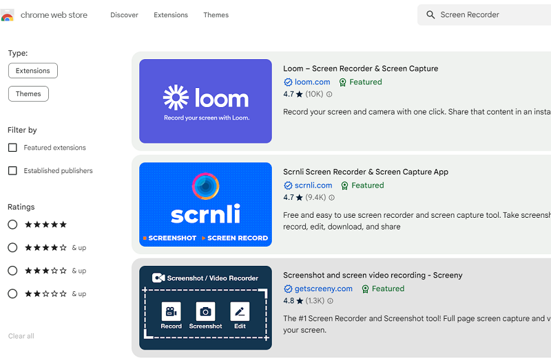 Enregistreur intégré Chrome