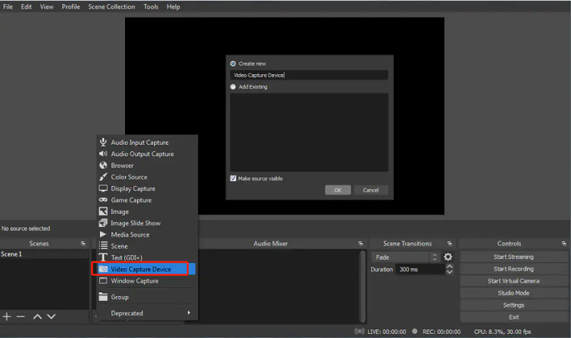Enregistrer une vidéo avec une webcam sous Windows via OBS