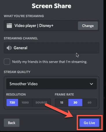 Diffusez Disney Plus sur Discord sur Mac