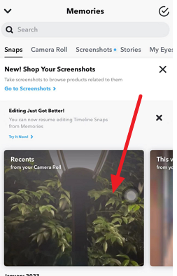 Couper une vidéo Snapchat à partir de Memories