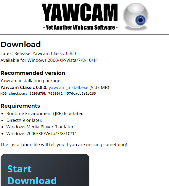 Téléchargez Yawcam en toute sécurité