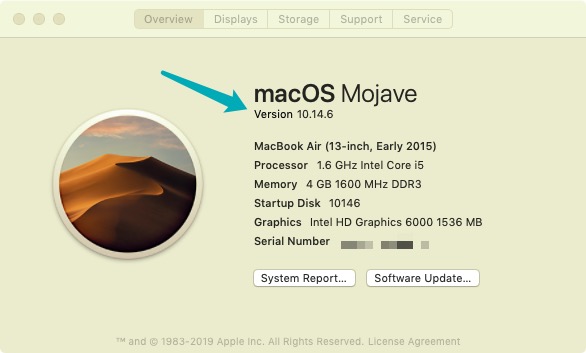 Vérifiez la version du système de Mac avant d'installer Wine
