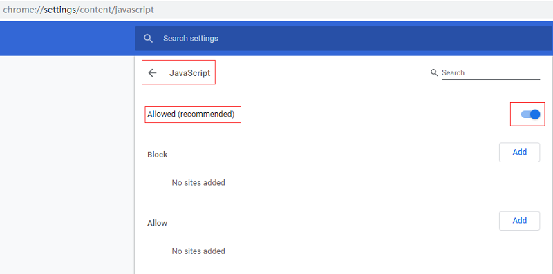 Activez JavaScript dans Google Chrome