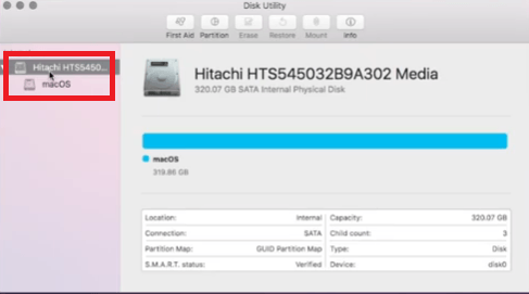 Cliquez sur le premier disque dur