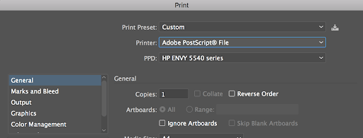 Configurer Illustrator pour imprimer sur une imprimante non par défaut