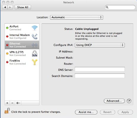 Connexion de Mac à une connexion Internet Ethernet filaire