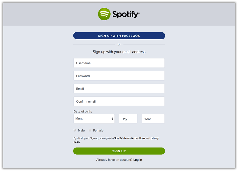 Créer un compte Spotify