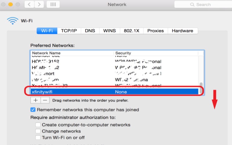 Modifier la priorité des réseaux pour désactiver Xfinity WiFi sur Mac