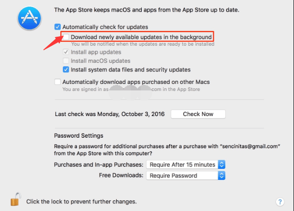 Désactivation de la mise à jour automatique dans macOS Mojave 10.14 et plus récent