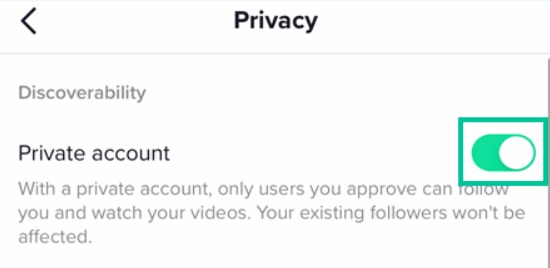 Activez l'option de compte privé