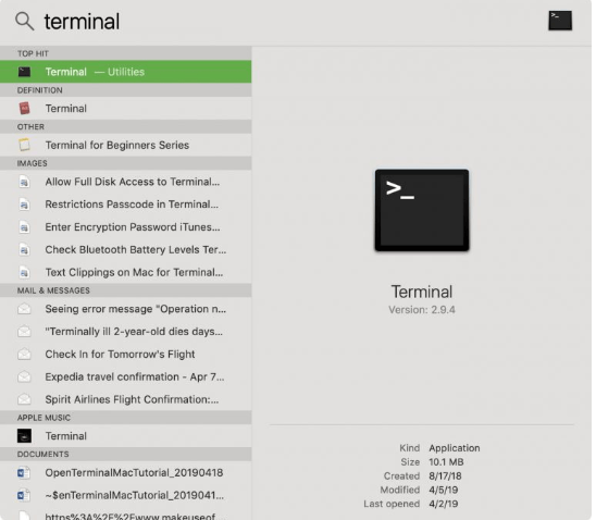Ouvrir le terminal sur Mac