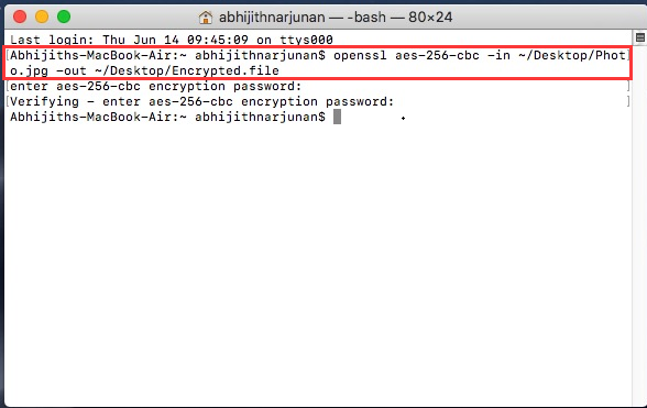 Dossier de protection par mot de passe sur Mac à l'aide d'OpenSSL