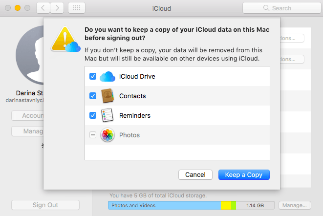 Supprimer le compte iCloud du Mac