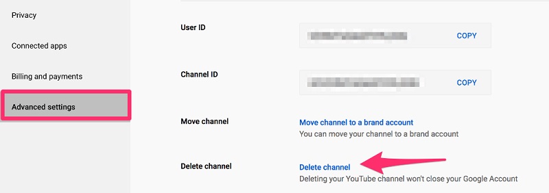 Étapes pour supprimer une chaîne YouTube