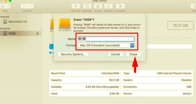 Effacer le disque pour passer de Mojave à High Sierra