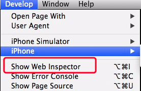 Inspecter l'élément sur Mac à l'aide du navigateur Safari