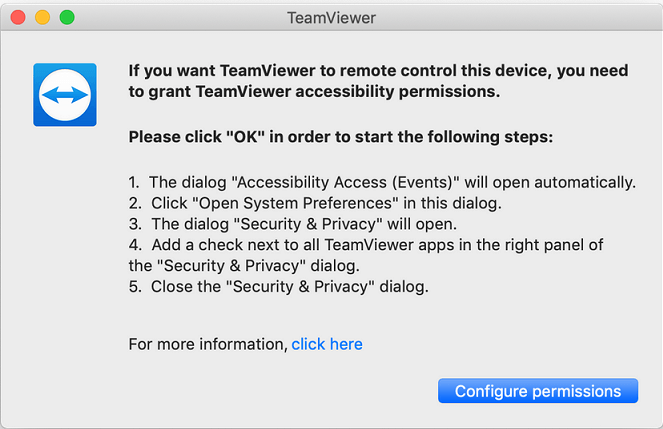 Bureau à distance TeamViewer sur Mac