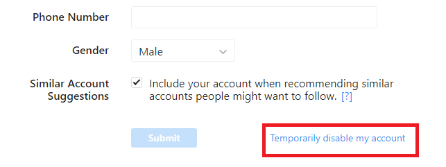 Désactiver temporairement votre compte