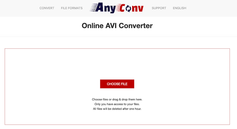 Convertir AVI en OGG en ligne avec AnyConv