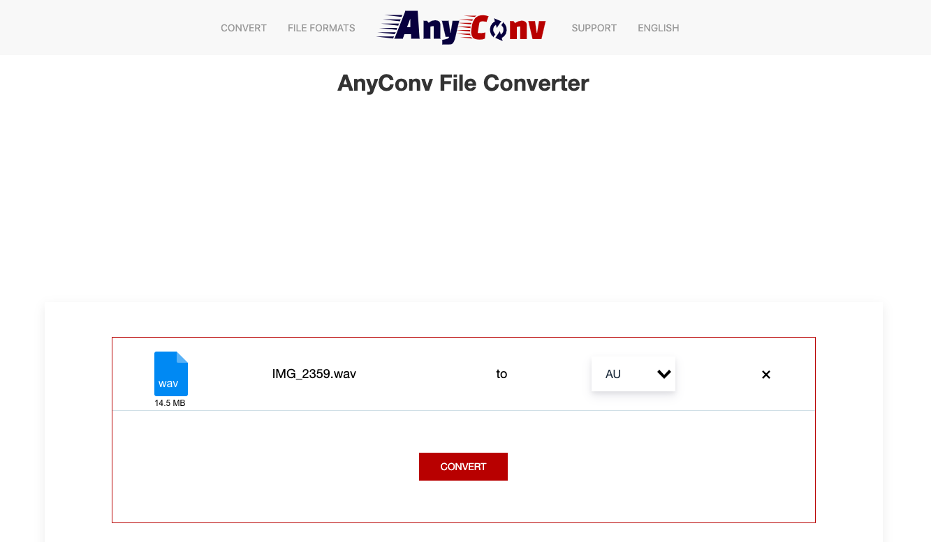 Utilisez AnyConv.com pour convertir WAV en AU