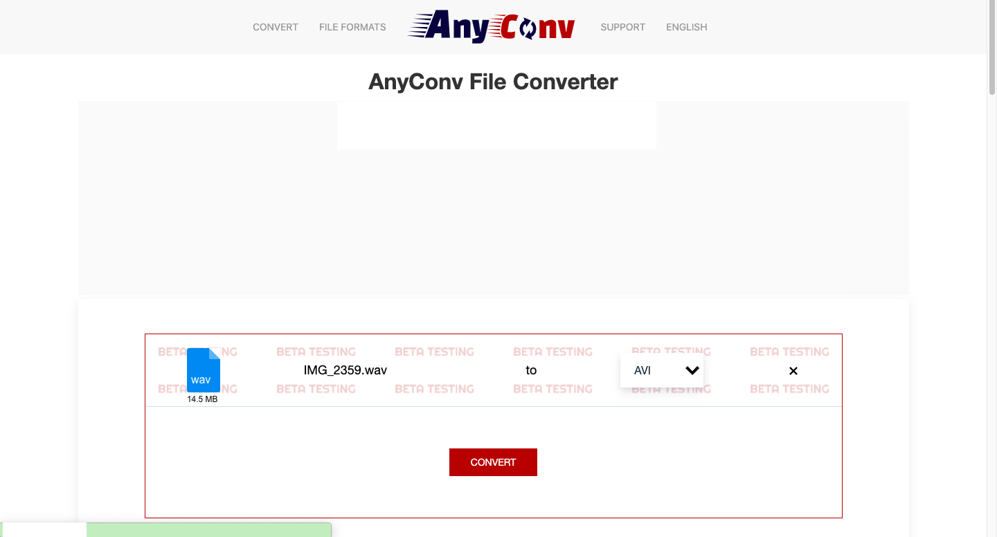Convertir WAV en AVI avec AnyConv.com