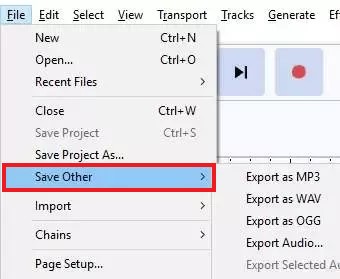 Convertir AUP en WAV avec Audacity