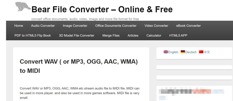 Bear File Convertisseur WAV en MIDI
