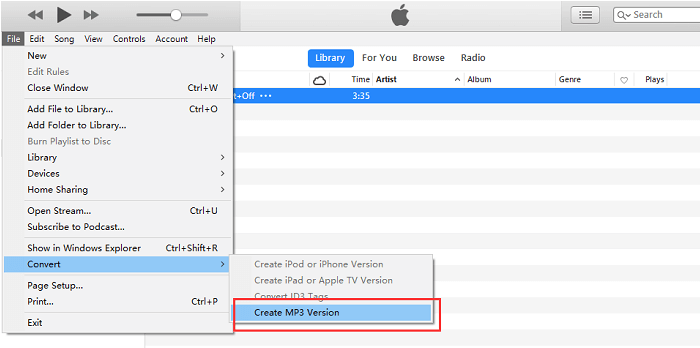 Convertir M4A en MP3 via iTunes