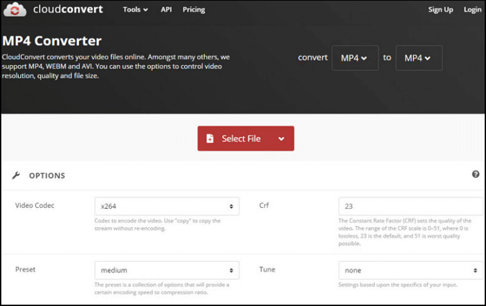 Convertissez une vidéo 480p en 1080p avec cloudconvert.com