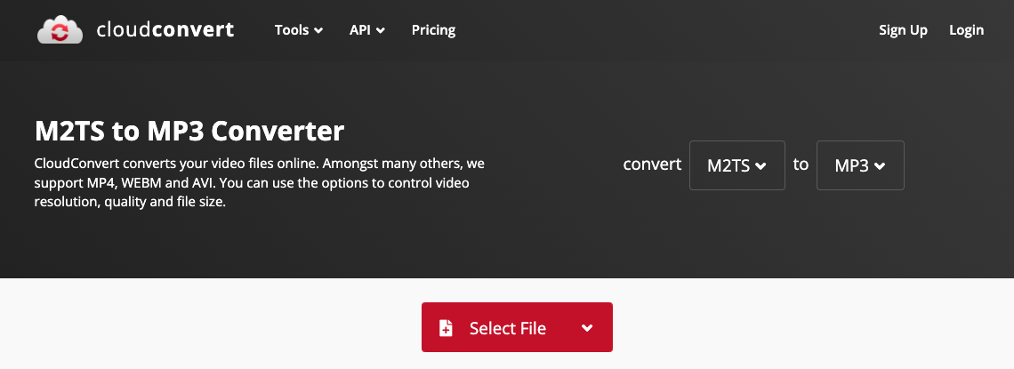 Utilisez CloudConvert.com pour convertir M2TS en MP3