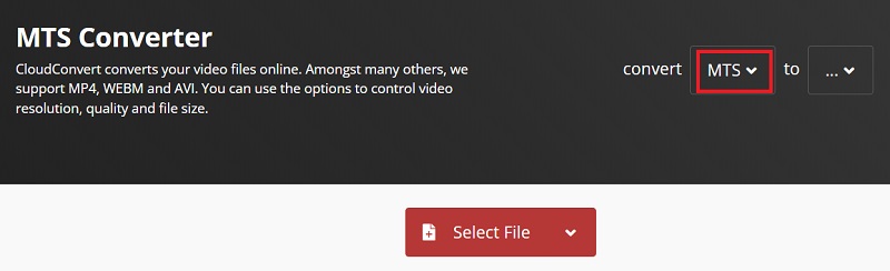 Convertir MTS en MPEG avec CloudConvert