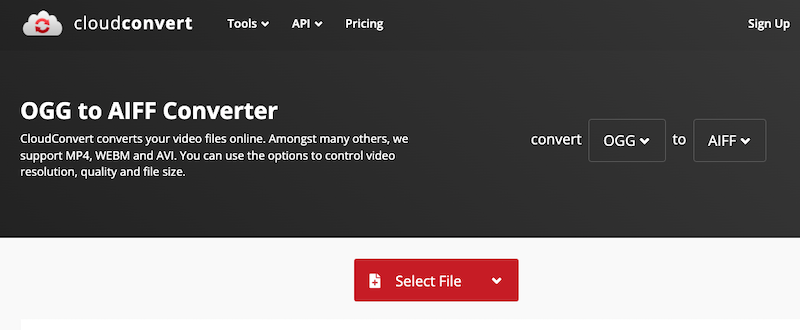 Convertir OGG en AIFF sur CloudConvert.com