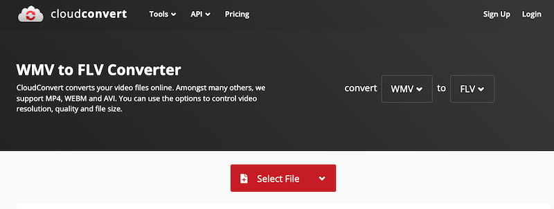 Étapes pour convertir WMV en FLV à l'aide de CloudConvert
