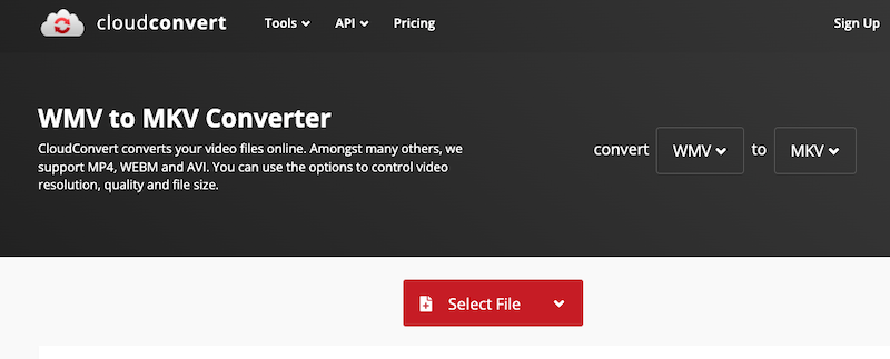 Étapes pour convertir WMV en MKV à l'aide de CloudConvert.com
