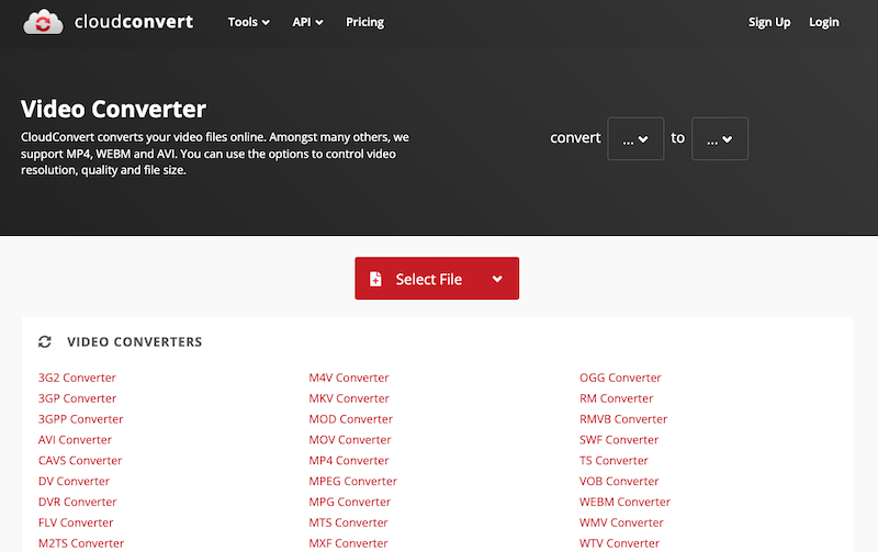 Convertir une vidéo gratuitement sur CloudConvert.com