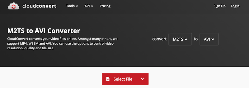 CloudConvert : Convertisseur M2TS en AVI en ligne