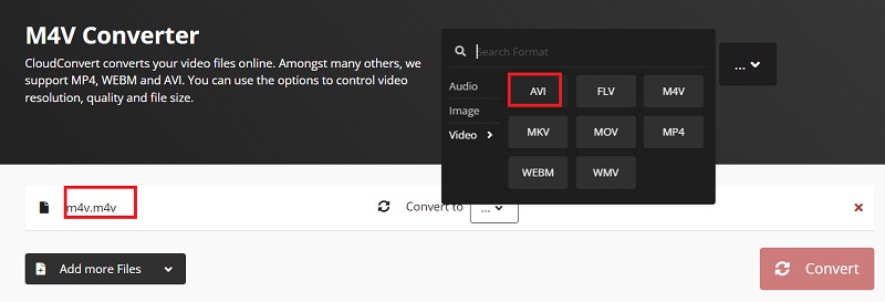 Transcoder M4V en AVI en ligne